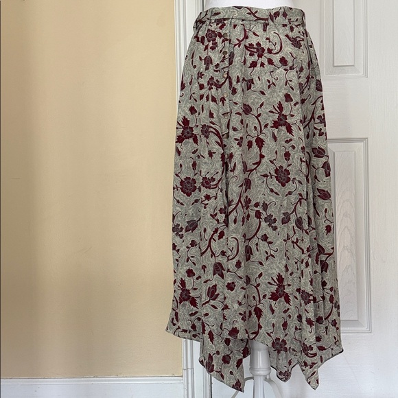 Ulla Johnson Ariana Floral Print Handkerchief Hem Silk Skirt Side Slit Snaps 8 - Picture 5 of 15